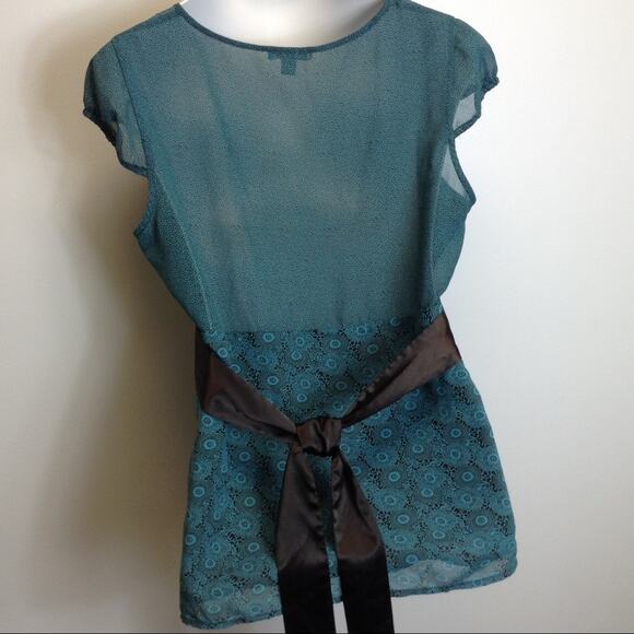 Apt. 9 Cap Sleeve Career Casual Sheer Overlay Top Y2K Style - Picture 4 of 8